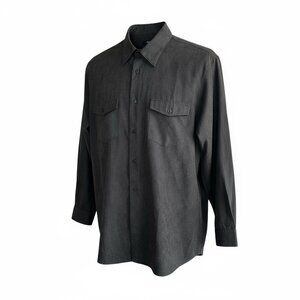 Alfani Men's Vintage Brown Ultrasuede Look Button Front Shirt Size Medium